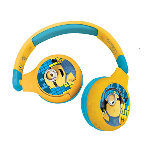 Lexibook HPBT010DES Despicable Me 2-in-1-Bluetooth-Kopfhörer für Kinder Stereo Wireless Wired Kindersicher für Jungen Mädchen, faltbar, gelb von Lexibook