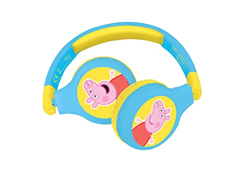 Lexibook HPBT010PP Peppa Pig 2-in-1-Bluetooth-Kopfhörer für Kinder-Stereo Wireless Wired, Kindersicher für Jungen Mädchen, faltbar, verstellbar, gelb/blau von Lexibook