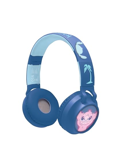 Lexibook HPBT015D Disney Stitch Stitch-2-in-1-Kopfhörer Details und Lichteffekten, hochwertiger Sound mit Begrenzung auf 85 dB, zusammenklappbar, verstellbar, wiederaufladbar, Blau von Lexibook
