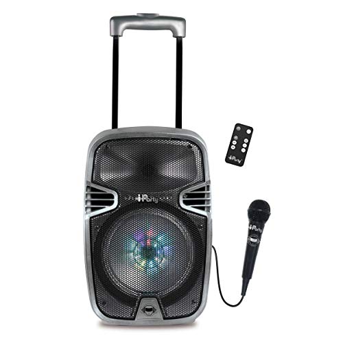 Lexibook Iparty Bluetooth-Karaoke, Auf Rädern mit Lichteffekten und Mikrofon enthalten, Wiederaufladbare Batterie, Zwart/Geld, K8250, No Color von Lexibook
