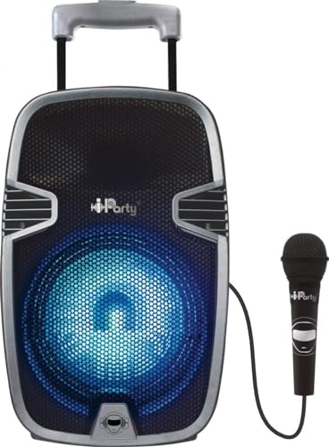 Lexibook, iParty, Bluetooth-Karaoke-Lautsprecher, Trolley mit Lichteffekten und Mikrofon im Lieferumfang, wiederaufladbarer Akku, Schwarz/Silber, K8250 von Lexibook