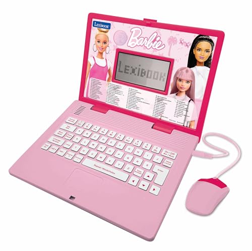 Lexibook Barbie, Pädagogischer und zweisprachiger Laptop in Englisch/Deutsch, Spielzeug für Kinder mit 124 Aktivitäten zum Lernen, Spielen und Musik, Rosa, JC598BBi3 von Lexibook