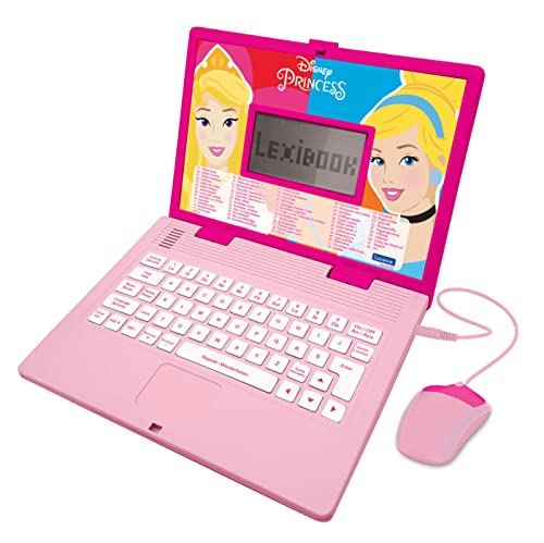 Lexibook Disney Princess - Zweisprachiger Laptop für Bildungszwecke Englisch und Deutsch, 124 Aktivitäten, Mathematik, Logik, Musik, Uhr, Spiele - Spielzeug für Mädchen - JC598DPi3 von Lexibook