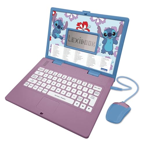 Lexibook JC598Di10 Disney Stitch, Lerncomputer, zweisprachig, Französisch/Niederländisch, Spielzeug für Kinder mit 124 Aktivitäten zum Lernen, Spaß und Klavierspielen, blau von Lexibook