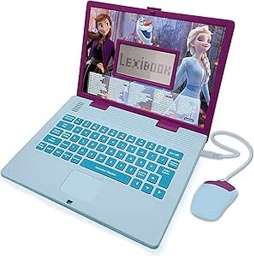 Lexibook Frozen Die Eiskönigin 2 Computer zweisprachig Französisch/Niederländisch, 124 Aktivitäten zum Lernen und Spaß, Blau/Violett, JC598FZi10 von Lexibook