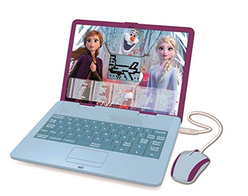 Lexibook JC598FZi3 Disney Frozen 2-Zweisprachiger Laptop für Bildungszwecke Englisch und Deutsch, 124 Aktivitäten, Mathematik, Logik, Musik, Uhr, Spiele-Spielzeug für Mädchen von Lexibook
