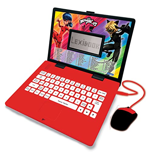 Lexibook Miraculous Ladybug Cat Noir, pädagogischer und zweisprachiger Laptop Französisch/Englisch, Spielzeug für Kind Kid (Jungen & Mädchen), 124 Aktivitäten, Lernen Sie Spiele und Musik mit von Lexibook