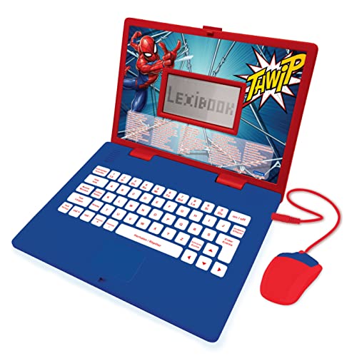 Lexibook Disney Spiderman Lerncomputer, zweisprachig, Französisch/Niederländisch, 3 Plus, Spielzeug für Mädchen mit 124 Aktivitäten zum Lernen, Spaß und Klavierspielen, Rot/Blau, JC598SPi10 von Lexibook