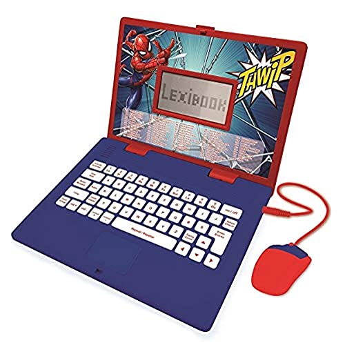 Lexibook JC598SPi3 Spider-Man-Zweisprachiger Laptop für Bildungszwecke Englisch und Deutsch, 124 Aktivitäten, Mathematik, Logik, Musik, Uhr, Spiele-Kinderspielzeug (Mädchen & Jungen), 4+ Jahren von Lexibook