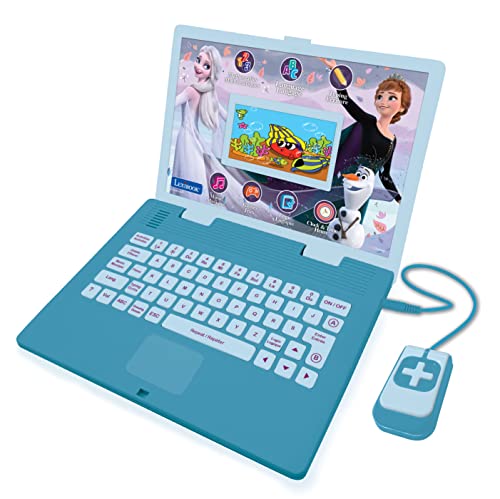 LEXIBOOK Frozen Lern- und zweisprachiger Laptop Französisch/Englisch – Spielzeug für Kinder (Jungen & Mädchen) 130 Aktivitäten, Spielen und Musik Lernen – Blau und Lila – JC798FZi1 von Lexibook