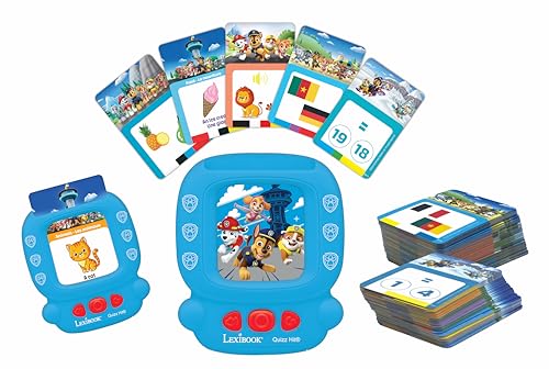 Lexibook JCR10PAi1, Paw Patrol Interaktives Kartenmagier, zweisprachig, Audio-Spielzeug, zum Lernen von Englisch und Französisch, 150 doppelseitige Lernkarten, Quiz und Vokabular, Blau/Rot von Lexibook