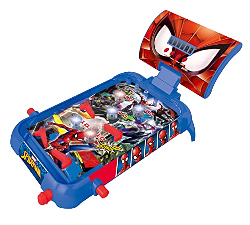 Lexibook JG610SP Marvel Spider-Man elektronisches Flipperspiel, Action-und Reflexspiel für Kinder und Familien, LCD-Bildschirm, Licht-und Soundeffekte, blau/rot von Lexibook