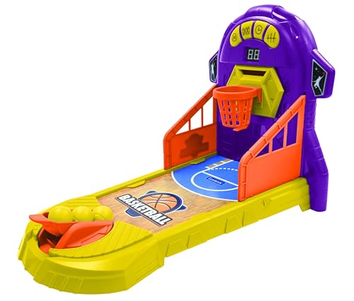 Lexibook, Elektronisches Basketballspiel, Ton- und Lichteffekte, Bewegliches Spielfeld, 3 Schwierigkeitsstufen, 1 bis 4 Spieler, Lila/Gelb, JG910 von Lexibook