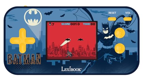 Lexibook JL2367BAT Warner Batman Kompakte tragbare Cyber-Arcade-Konsole, 150 Spiele, LCD-Farbbildschirm, batteriebetrieben, Schwarz/blau von Lexibook