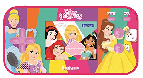 Lexibook JL2367DP Disney Princess Prinzessin Aschenputtel Ariel Rapunzel Compact Cyber Arcade Tragbare Spielkonsole, 150 Spiele, LCD-Bildschirm, batteriebetrieben, Pink von Lexibook