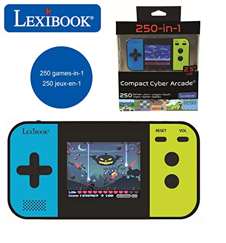 Lexibook JL2377 Compact Cyber Arcade Tragbare Spielkonsole, 250 Gaming, LCD, Batteriebetrieben, Videospiel Kind Teenager, schwarz/blau/grün von Lexibook