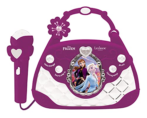 Lexibook, Die Eiskönigin, Karaoke Tasche mit Mikrofon, Stimmwechsler, Demosongs, Lichteffekte, inkl. Mikrofon, Aux-In Eingang, lila, K102FZ von Lexibook