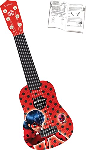 Lexibook, Miraculous Ladybug Cat Noir, Meine erste Gitarre für Kinder, 6 Nylonsaiten, 21“ lang, inkl. Anleitung, rot, K200MI von Lexibook