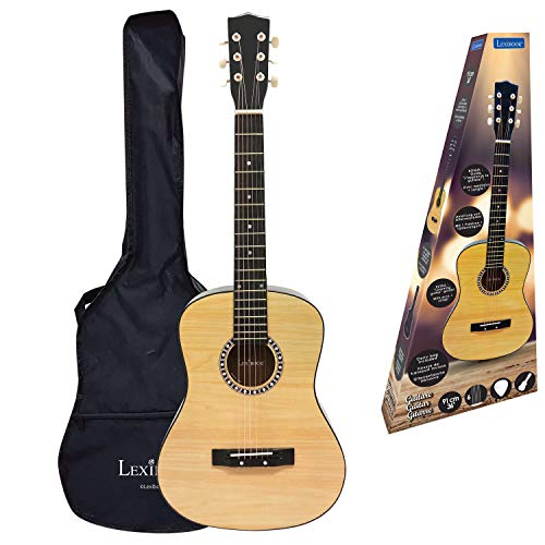 Lexibook K2200 Akustikgitarre, 91 cm, Lernanleitung enthalten, 6 Nylonsaiten, Gitarrentasche inklusive, Holz/Schwarz von Lexibook