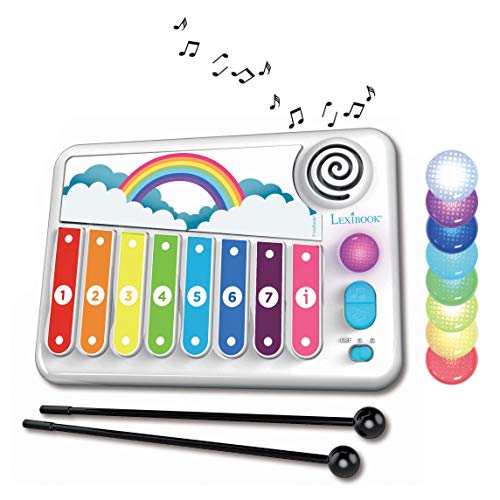 Lexibook K340 Xylofun Elektronisches und lehrreiches Xylophon für Kinder, Musikspielzeug, 8 Noten, Lichtführung, 2 Schlägel inklusive, weiß/blau von Lexibook