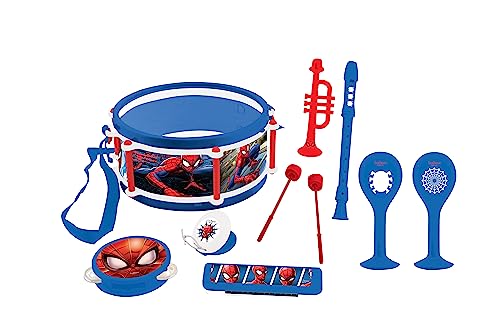 Lexibook, Spider-Man, Set mit 7 Musikinstrumenten (Trommel, Maracas, Kastagnette, Mundharmonika, Blockflöte, Trompete, Tamburin), Musikspielzeug, Praktisches Spiel zum Mitnehmen, Blau/Rot, K360SP von Lexibook