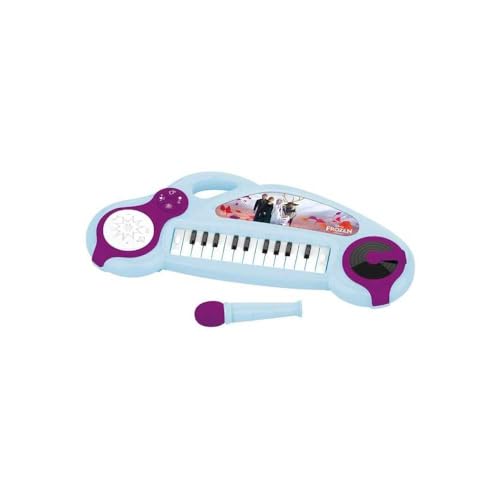 Lexibook K704FZ Frozen Elektronisches Klavier für Kinder mit Lichteffekten, Mikrofon, Schlagzeug, integriertem Lautsprecher, Demo-Melodien, DJ-Player, lila/blau von Lexibook