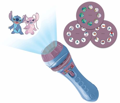 LEXIBUCH – 2-in-1-Geschichtenprojektor und Disney Stitch-Taschenlampe (3 Discs – 24 Bilder enthalten) – Blau – LTC050D von Lexibook