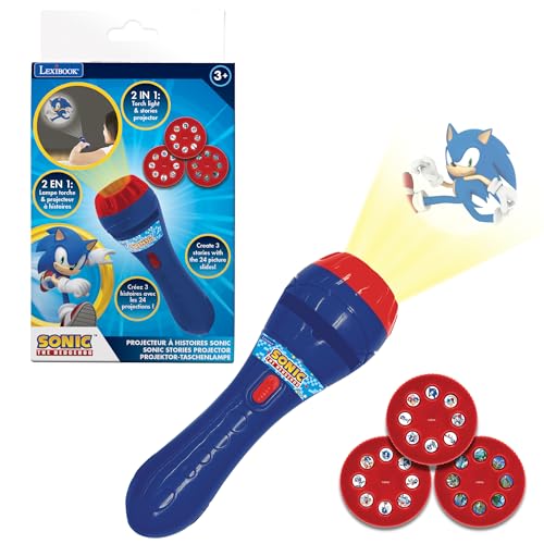 Lexibook, SEGA Sonic The Hedgehog, Geschichtenprojektor und Taschenlampe, Projiziert 24 Bilder aus der Welt von Sonic mit 3 Scheiben, Rot/Blau, LTC050SN von Lexibook
