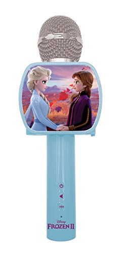 Lexibook MIC240FZ Disney Frozen 2 Die Eiskönigin ELSA Bluetooth-Mikrofon mit Voice-Changer-Funktion, Einziehbarer Telefonhalter enthalten, Eingebauter Lautsprecher, Blau, Schwarz von Lexibook