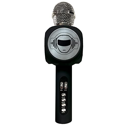 Lexibook Drahtloses Mikrofon mit Lautsprecher und Lichtern, Bluetooth®, Stimmwechselfunktion, Lichteffekte, Mikro-SD-Steckplatz, USB, Schwarz/Silber, MIC260 von Lexibook