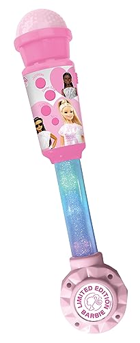 Lexibook MIC90BB, Barbie-Leuchtmikrofon für Kinder, Musikspielzeug, eingebauter Lautsprecher, Leuchteffekte, Aux-in-Buchse, Pink von Lexibook