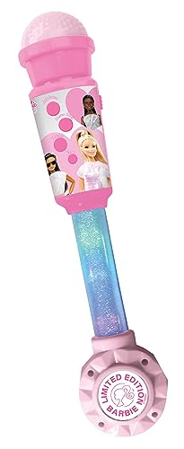 Lexibook, Barbie-Leuchtmikrofon für Kinder, Musikspielzeug, eingebauter Lautsprecher, Leuchteffekte, Aux-in-Buchse, Pink, MIC90BB von Lexibook