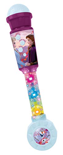 Lexibook MIC90FZ Disney Frozen Eiskönigin Aufleuchtendes Mikrofon für Kinder, musikalisches Spiel, integrierte Lautsprecher, lichteffekte, Audiokabel-Stecker, lila/blau von Lexibook