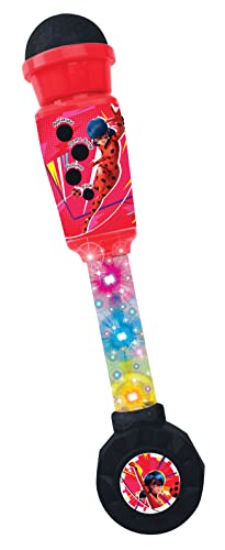 Lexibook Miraculous Aufleuchtendes Mikrofon für Kinder, musikalisches Spiel, integrierte Lautsprecher, lichteffekte, Audiokabel-Stecker, rot/schwarz, MIC90MI von Lexibook