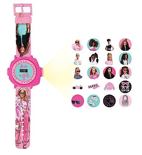 Lexibook - Mattel Barbie Armbanduhr, verstellbar, digitales Display, mit 20 Projektionen des Kinderuniversums, DMW050BB, Rosa von Lexibook