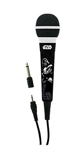 Lexibook Mikrofon Star Wars Rey Poe Finn BB 8, 3, 5 Jack und 6, 3 mm Adapter, Hohe Empfindlichkeit, mit Kindern oder mit Freunden zu Singen, Schwarz., MIC100SW von Lexibook