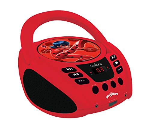 Lexibook Miraculous Boombox CD-Player, Mikrofonanschluss, AUX-Eingangsbuchse, AC-Betrieb oder Batterie, RCD108MI, rot Lexibook Miraculous Boombox CD-Player, Mikrofonanschluss, AUX-Eingangsbuchse, AC-Betrieb oder Batterie, RCD108MI, rot von Lexibook