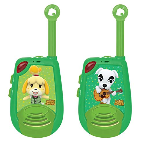 Lexibook Nintendo Animal Crossing - Walkie-Talkies - Reichweite 2km, Licht-Morse Funktion, Gürtelclip, für Kinder/Jungen, Batterie, Grün, TW25AC von Lexibook