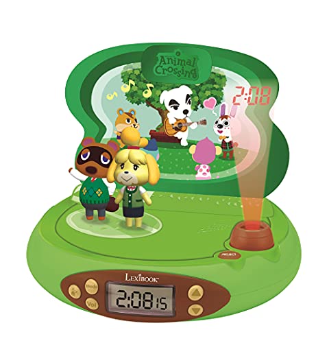 Lexibook - Nintendo Animal Crossing - Wecker, Projektor, Nachtlicht und Projektion der Uhrzeit an die Decke, Soundeffekte, Junge, Mädchen, batteriebetrieben, Grün - RP500AC von Lexibook