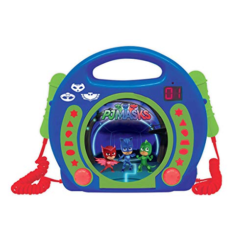 Lexibook PJ Masks Catboy, CD-Player mit 2 Spielzeug-Mikrophonen, Kopfhöreranschluss, Batteriebetrieben, Blau / Grün, RCDK100PJM von Lexibook