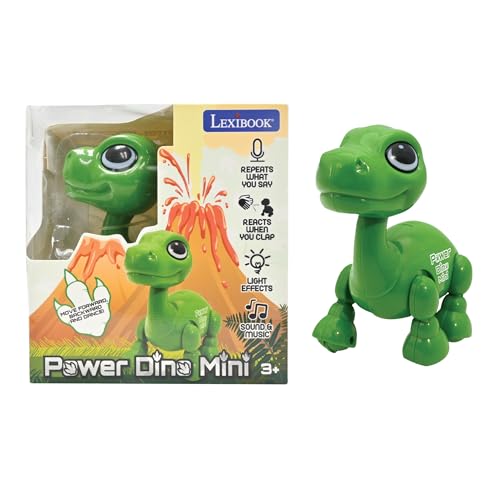 Lexibook Power Dino Mini - Mein kleiner Roboterdinosaurier - Roboterdinosaurier mit Geräuschen, Musik, Lichteffekten, Sprachwiederholung und Klangreaktion, Spielzeug für Jungen und Mädchen - ROB02DINO von Lexibook