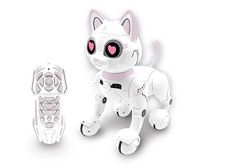Lexibook - Power Kitty® - Ferngesteuerte Roboter-Katze, programmierbarer intelligenter Roboter, Licht, Sound, weiß/rosa - KITTY01 von Lexibook
