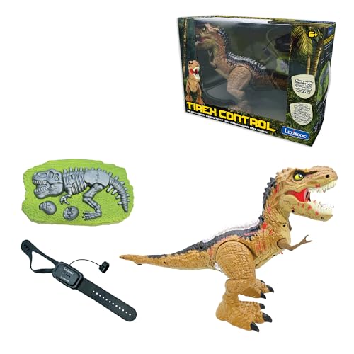 Lexibook - RC Tyrannosaurus Control, Realistischer Dinosaurier, Gliederbewegungen, Brüllen, Rauch Spucken, Lichteffekte, Wiederaufladbar, Fossil und Handfernbedienung enthalten, DINO02 von Lexibook