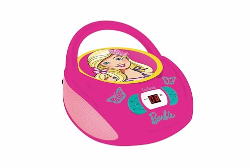 Lexibook RCD108BB Barbie Boombox CD-Player, Mikrofonanschluss, AUX-Eingangsbuchse, AC-Betrieb oder läuft mit Batterien, Pink von Lexibook