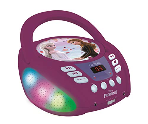 Lexibook RCD109FZ Disney Frozen 2-Bluetooth CD Player für Kinder - Tragbar, Multicolor Lichteffekte, Mikrofon, Aux-In-Buchse, AC oder Batteriebetrieben, Mädchen, Jungen, Violett von Lexibook