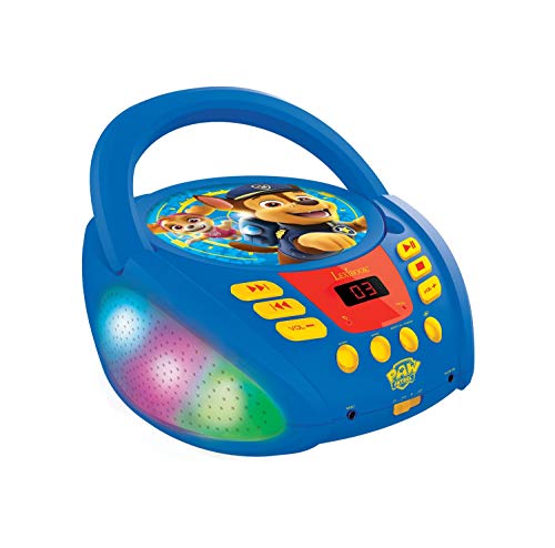 Lexibook RCD109PA Paw Patrol Bluetooth-CD-Player für Kinder-Tragbar, Lichteffekte, Mikrofonbuchse, Aux-In, Akku oder Netz, Mädchen, Jungen, Blau/Rot von Lexibook