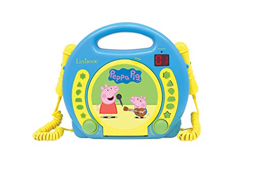 Lexibook Peppa Wutz Schorsch CD-Player mit 2 Spielzeug-Mikrophonen, Kopfhöreranschluss, Batteriebetrieben, Blau, RCDK100PP von Lexibook