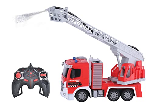 Lexibook RCP20 Crosslander pro, RC Fire Truck, ferngesteuertes Feuerwehrauto, Lichteffekte, Wassersprühfunktion, elektronische Drehleiter, wiederaufladbar, Rot von Lexibook