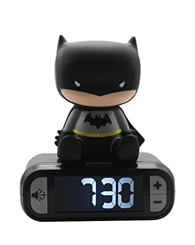 Lexibook RL800BAT Wecker Digitalwecker für Kinder mit Nachtlicht Snooze, Kinderuhr, leuchtendes Batman, schwarz/grau, One Size von Lexibook