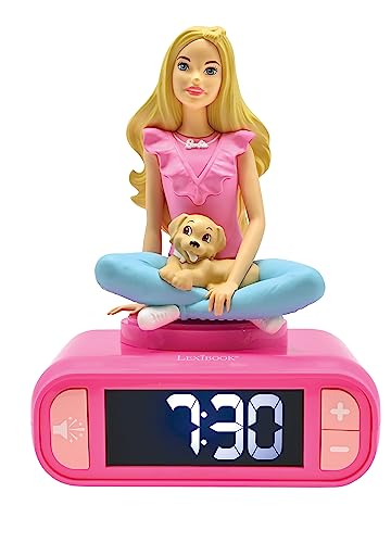 Lexibook RL800BB, Mattel, Barbie Nachtlicht Wecker, Klänge und Melodien, LCD-Bildschirm mit Hintergrundbeleuchtung, Leuchtend, Snooze, rosa von Lexibook
